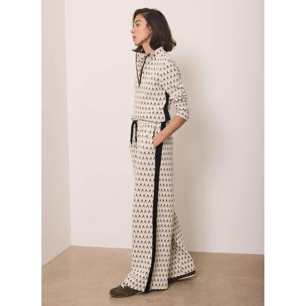 Mint Velvet Neutral Jacquard Wide Leg Trousers